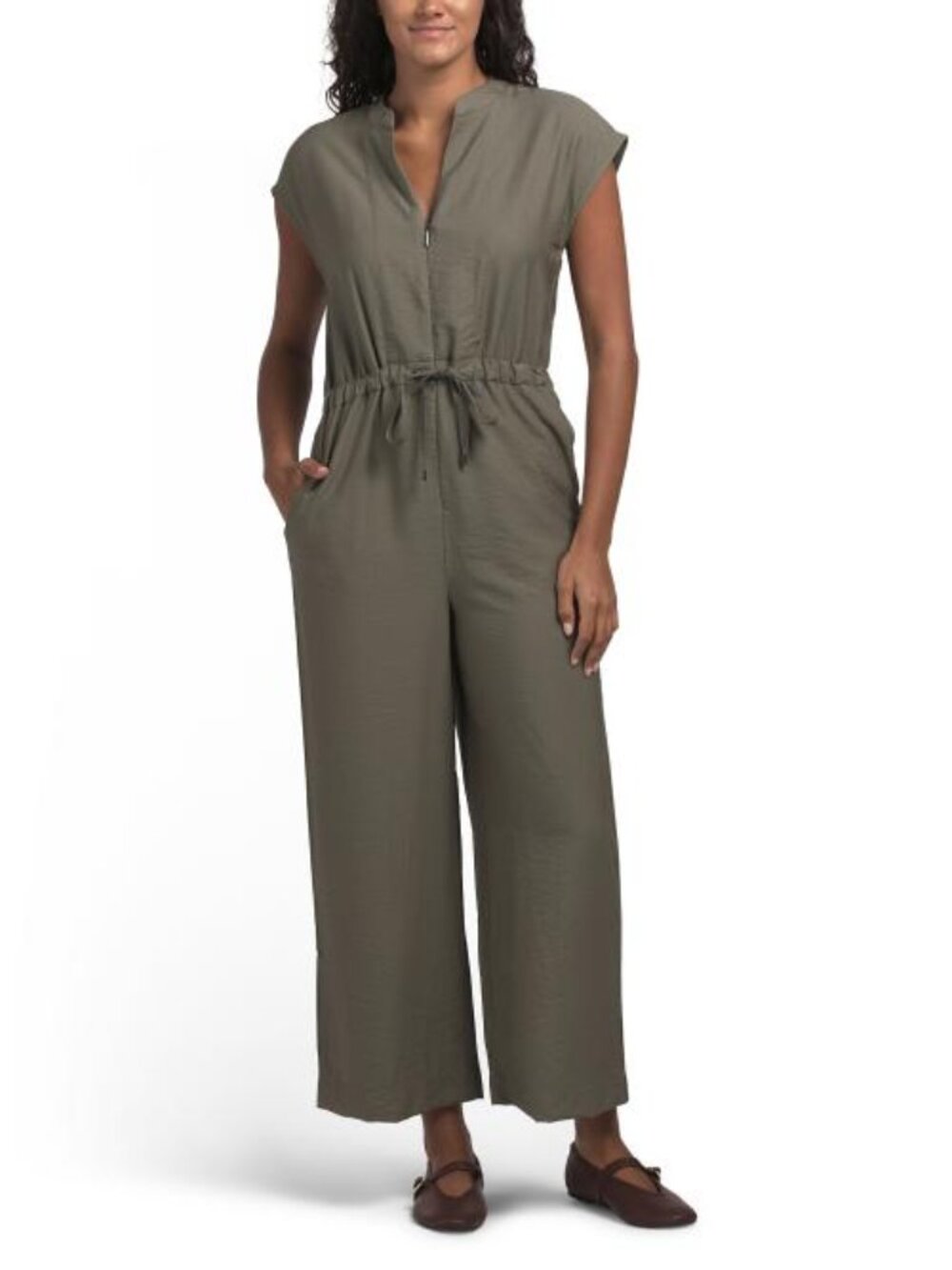 ELLEN TRACY Puckered Twill Jumpsuit